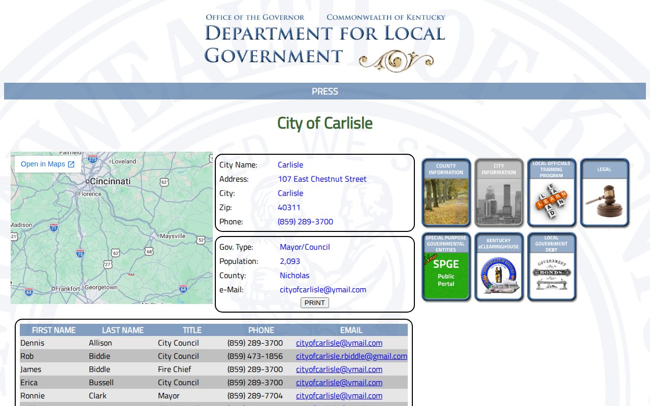 Carlisle Nicholas County city profile for arrest record context