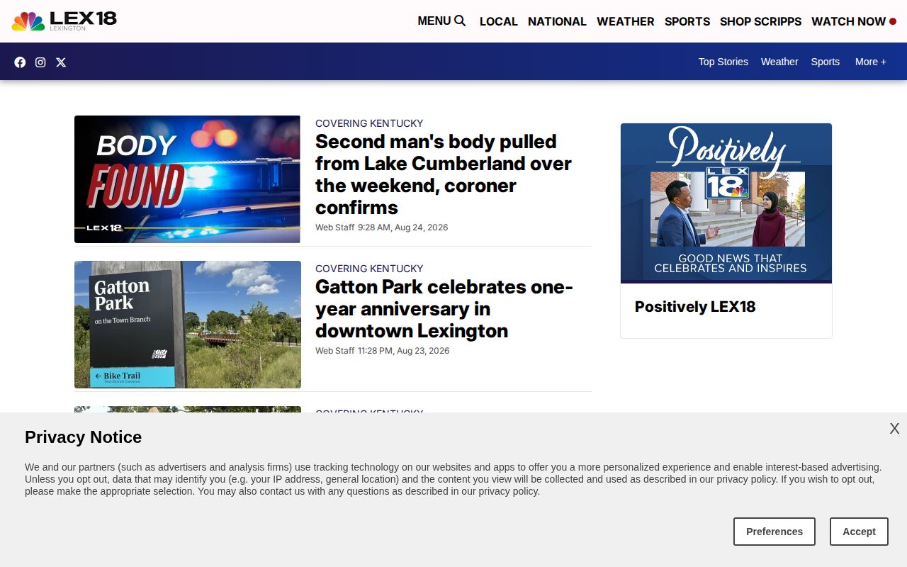 LEX 18 regional Kentucky crime news coverage relevant to Nicholas County records